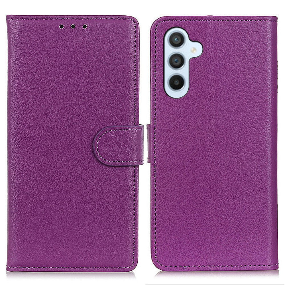 Anti-fall Litchi Texture Phone Case for Samsung Galaxy A34 5G, Stand PU Leather Coated Inner TPU Scratch-resistant Flip Wallet Cover