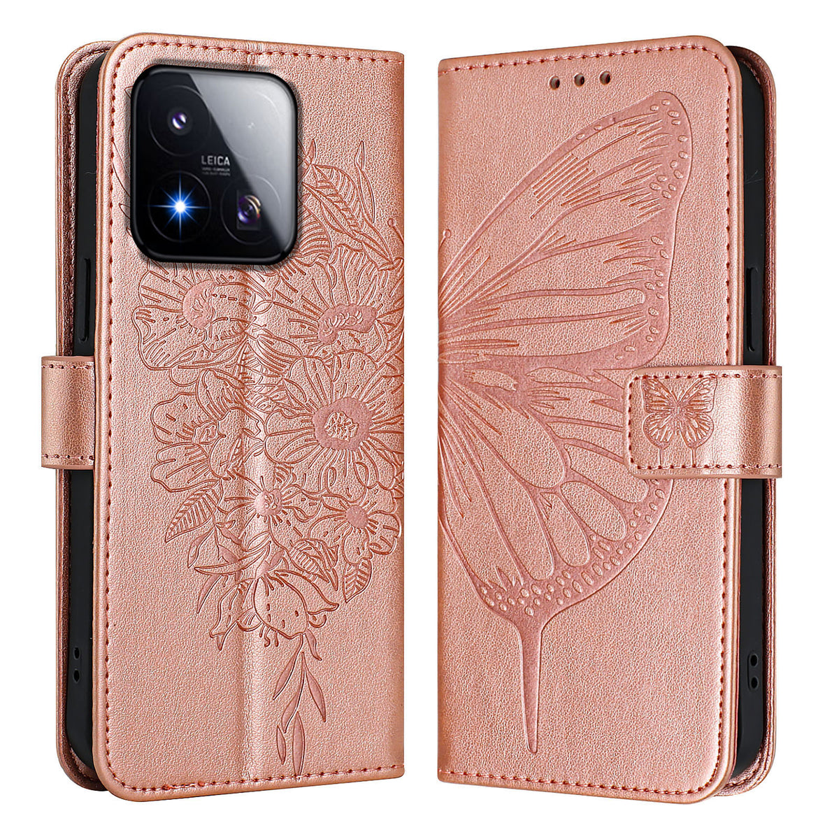 For Xiaomi 17 Max Wallet Case with Wrist Strap Butterfly Imprint Leather Phone Cover