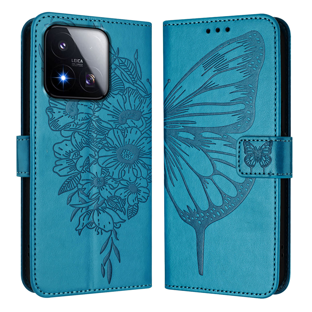For Xiaomi 17 Max Wallet Case with Wrist Strap Butterfly Imprint Leather Phone Cover