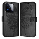For Xiaomi 17 Max Wallet Case with Wrist Strap Butterfly Imprint Leather Phone Cover