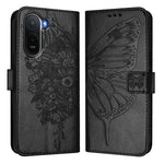Tegnebogsetui med håndledsrem i læder til Xiaomi Poco C81 4G / Xiaomi Redmi A7 Pro 4G (171.56mm) / Xiaomi Poco C85x 5G / Xiaomi Redmi A7 Pro 5G, læderetui med sommerfugletryk