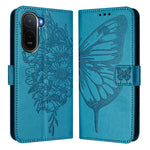 Tegnebogsetui med håndledsrem i læder til Xiaomi Poco C81 4G / Xiaomi Redmi A7 Pro 4G (171.56mm) / Xiaomi Poco C85x 5G / Xiaomi Redmi A7 Pro 5G, læderetui med sommerfugletryk