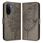 Tegnebogsetui med håndledsrem i læder til Xiaomi Poco C81 4G / Xiaomi Redmi A7 Pro 4G (171.56mm) / Xiaomi Poco C85x 5G / Xiaomi Redmi A7 Pro 5G, læderetui med sommerfugletryk