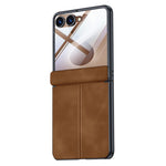 For Samsung Galaxy Z Flip8 Case Hinge Protection Leather + PC Phone Cover with HD Clear Tempered Glass Film