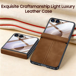 For Samsung Galaxy Z Flip8 Case Hinge Protection Leather + PC Phone Cover with HD Clear Tempered Glass Film