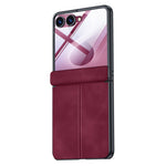 For Samsung Galaxy Z Flip8 Case Hinge Protection Leather + PC Phone Cover with HD Clear Tempered Glass Film