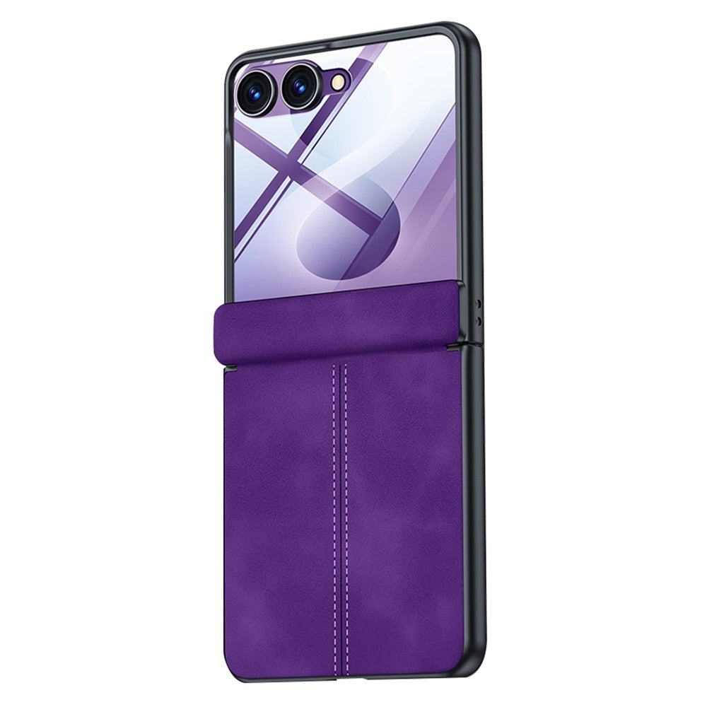 For Samsung Galaxy Z Flip8 Case Hinge Protection Leather + PC Phone Cover with HD Clear Tempered Glass Film