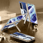 Til Samsung Galaxy Z Fold8 Ultra magnetisk cover med HD klar skærmfilm, hængselstativ elektropletteret PC telefoncover