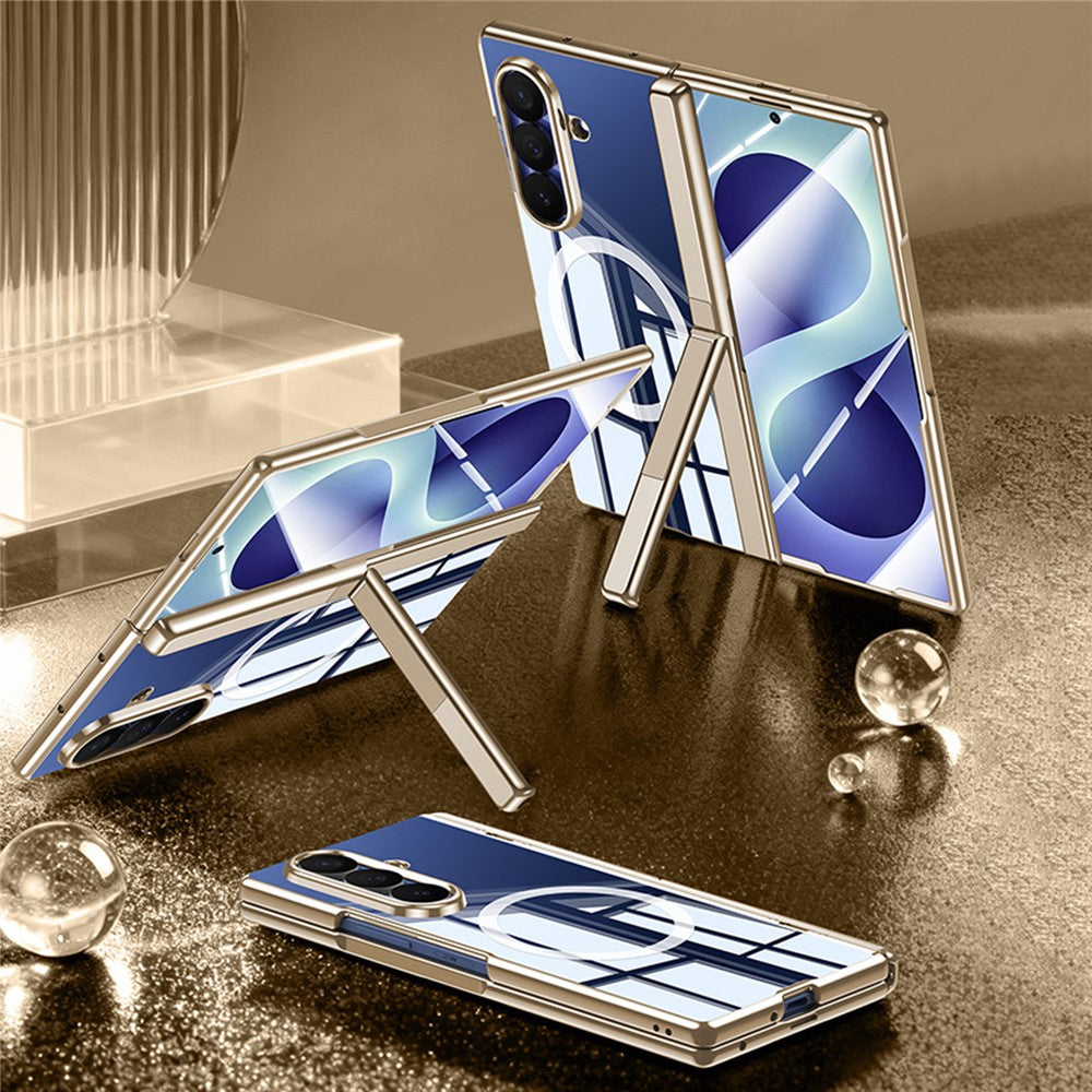 Til Samsung Galaxy Z Fold8 Ultra magnetisk cover med HD klar skærmfilm, hængselstativ elektropletteret PC telefoncover