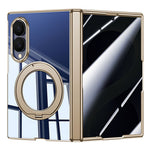 For Samsung Galaxy Z Fold8 Case with Anti-Spy Screen Film , Magnetic Rotating Kickstand Electroplating PC Phone Cover