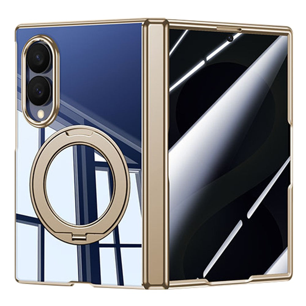For Samsung Galaxy Z Fold8 Case with Anti-Spy Screen Film , Magnetic Rotating Kickstand Electroplating PC Phone Cover