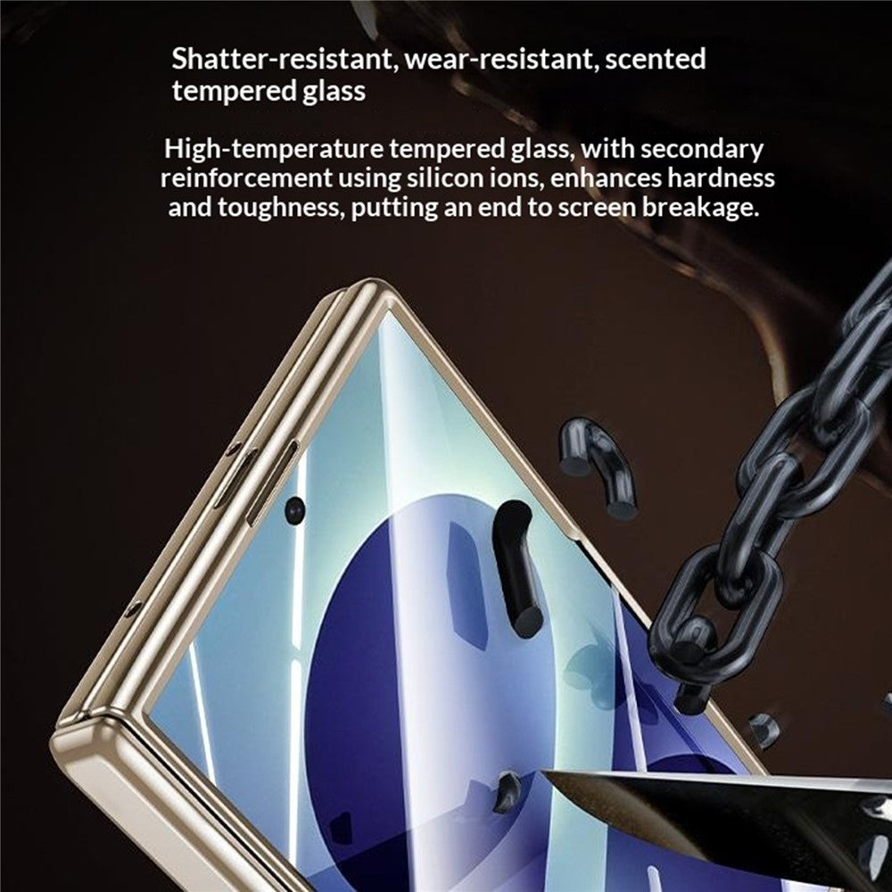 For Samsung Galaxy Z Fold8 Case with Anti-Spy Screen Film , Magnetic Rotating Kickstand Electroplating PC Phone Cover