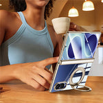 For Samsung Galaxy Z Fold8 Case with Anti-Spy Screen Film , Magnetic Rotating Kickstand Electroplating PC Phone Cover