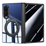 For Samsung Galaxy Z Fold8 Case with Anti-Spy Screen Film , Magnetic Rotating Kickstand Electroplating PC Phone Cover