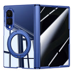 For Samsung Galaxy Z Fold8 Case with Anti-Spy Screen Film , Magnetic Rotating Kickstand Electroplating PC Phone Cover