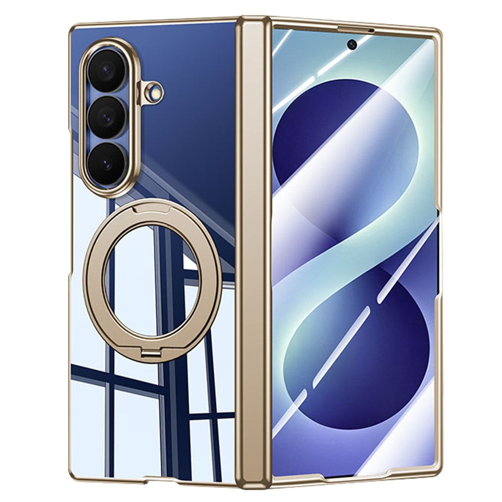 Til Samsung Galaxy Z Fold8 Ultra Cover med HD Klar Skærmfilm, Magnetisk Roterende Støtteben Elektroplettering PC Telefoncover