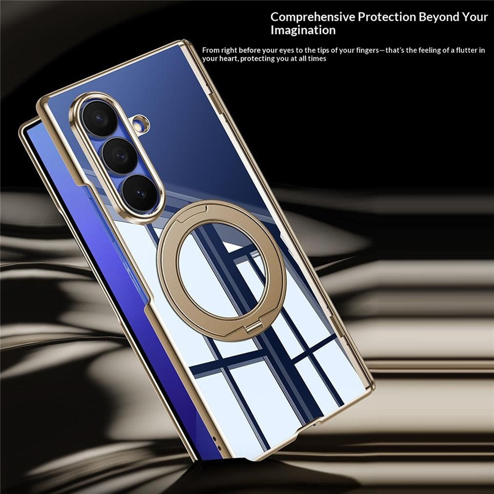 Til Samsung Galaxy Z Fold8 Ultra Cover med HD Klar Skærmfilm, Magnetisk Roterende Støtteben Elektroplettering PC Telefoncover