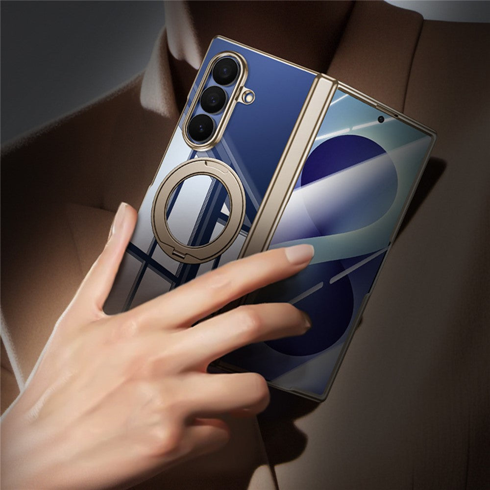 Til Samsung Galaxy Z Fold8 Ultra Cover med HD Klar Skærmfilm, Magnetisk Roterende Støtteben Elektroplettering PC Telefoncover