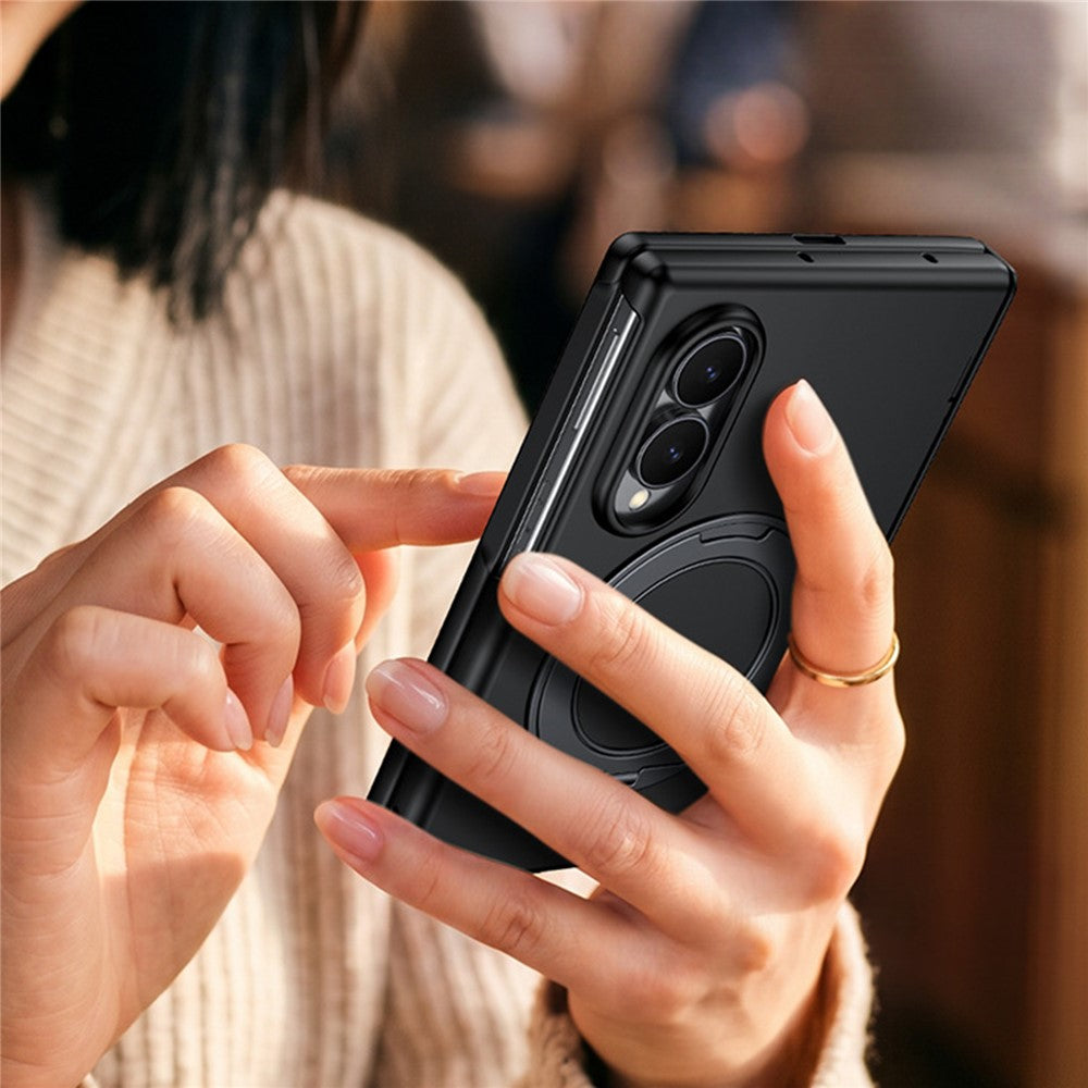 Samsung Galaxy Z Fold8-skal, magnetiskt roterande stöd, hårt PC-skal med HD-klar härdat glasfilm