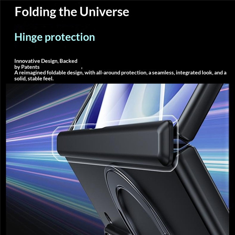 For Samsung Galaxy Z Fold8 Ultra Case Magnetic Rotating Kickstand Skin-touch PC Phone Cover with Privacy Tempered Glass Film