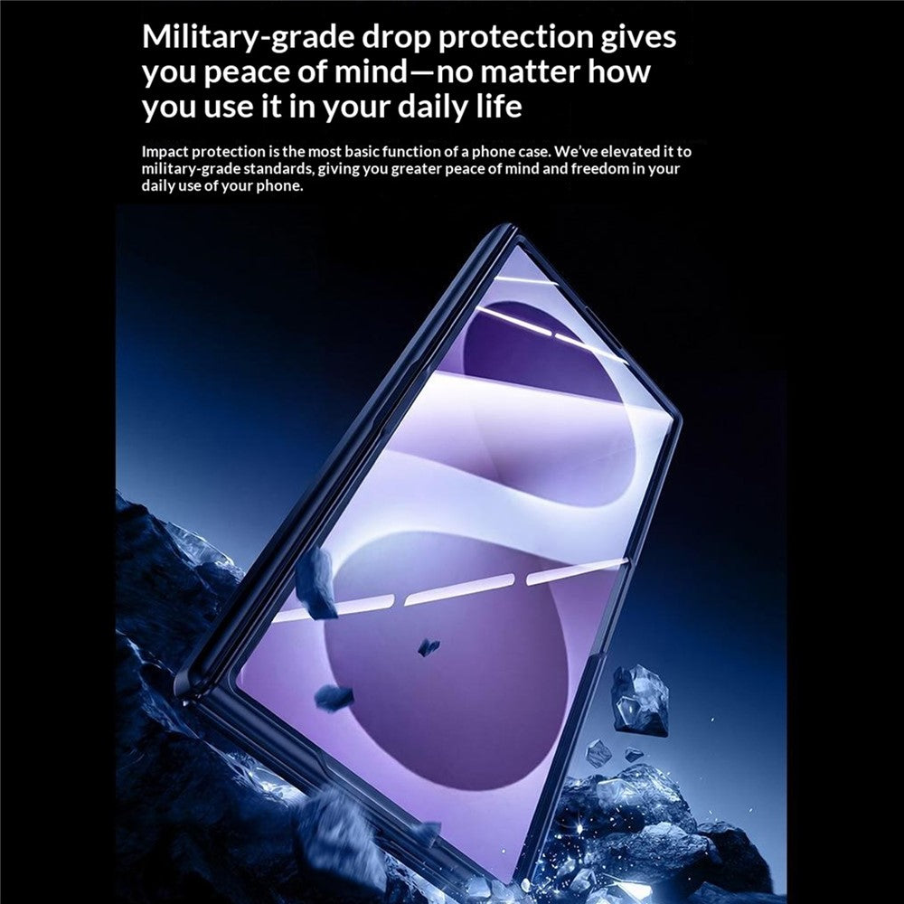 For Samsung Galaxy Z Fold8 Ultra Case Magnetic Rotating Kickstand Skin-touch PC Phone Cover with Privacy Tempered Glass Film