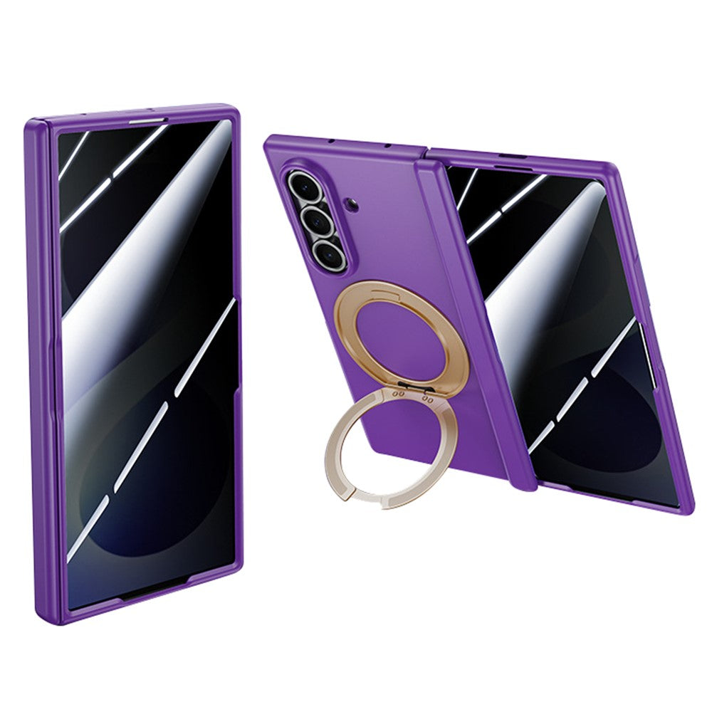 For Samsung Galaxy Z Fold8 Ultra Case Magnetic Rotating Kickstand Skin-touch PC Phone Cover with Privacy Tempered Glass Film