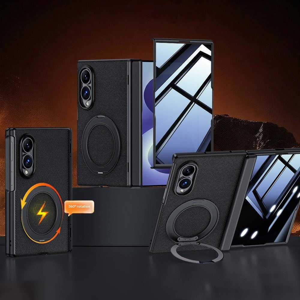 Til Samsung Galaxy Z Fold8 cover med anti-spion skærmbeskytter, magnetisk roterende støtteben, tech-stof + PC telefoncover