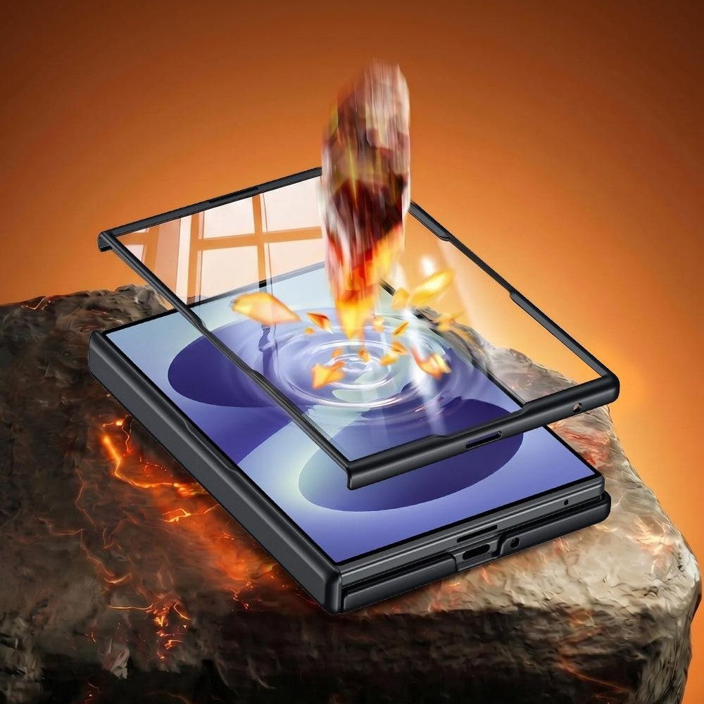 Til Samsung Galaxy Z Fold8 cover med anti-spion skærmbeskytter, magnetisk roterende støtteben, tech-stof + PC telefoncover