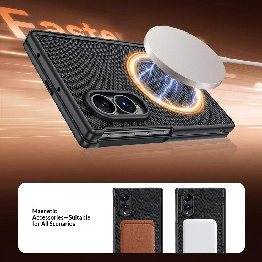 Til Samsung Galaxy Z Fold8 cover med anti-spion skærmbeskytter, magnetisk roterende støtteben, tech-stof + PC telefoncover