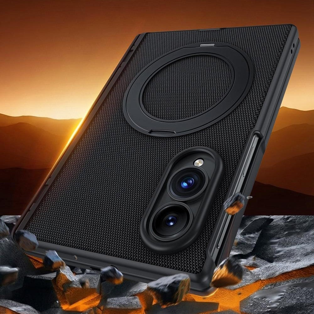 Til Samsung Galaxy Z Fold8 cover med anti-spion skærmbeskytter, magnetisk roterende støtteben, tech-stof + PC telefoncover