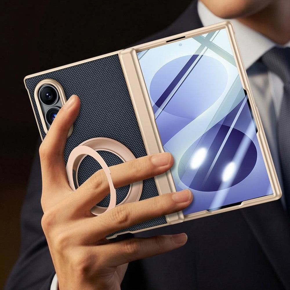 Til Samsung Galaxy Z Fold8 cover med anti-spion skærmbeskytter, magnetisk roterende støtteben, tech-stof + PC telefoncover