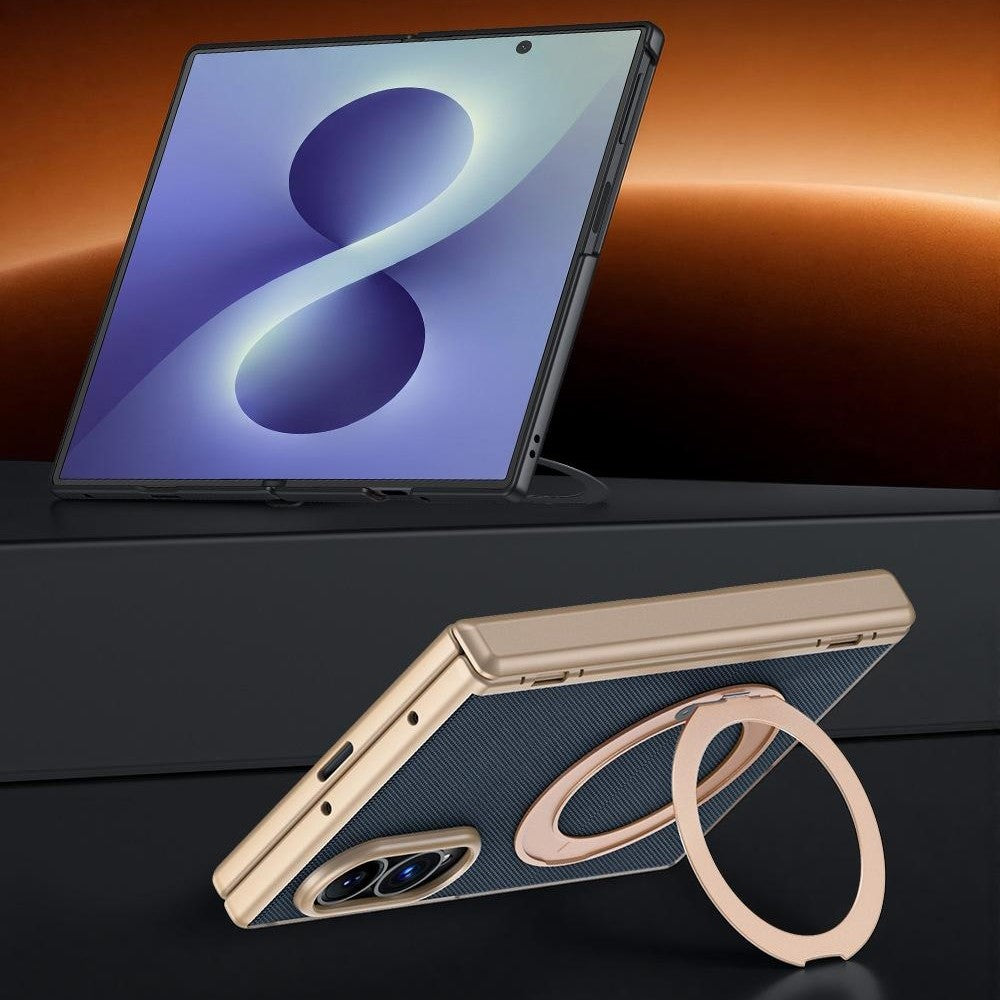 Til Samsung Galaxy Z Fold8 cover med anti-spion skærmbeskytter, magnetisk roterende støtteben, tech-stof + PC telefoncover
