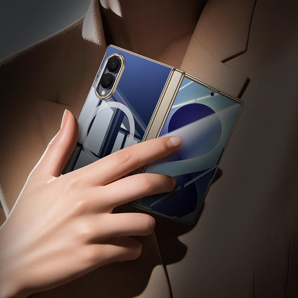 Magnetisk skal til Samsung Galaxy Z Fold8 med HD-klar hærdet glasfilm, elektrobelagt PC-mobilskal med hængselbeskyttelse