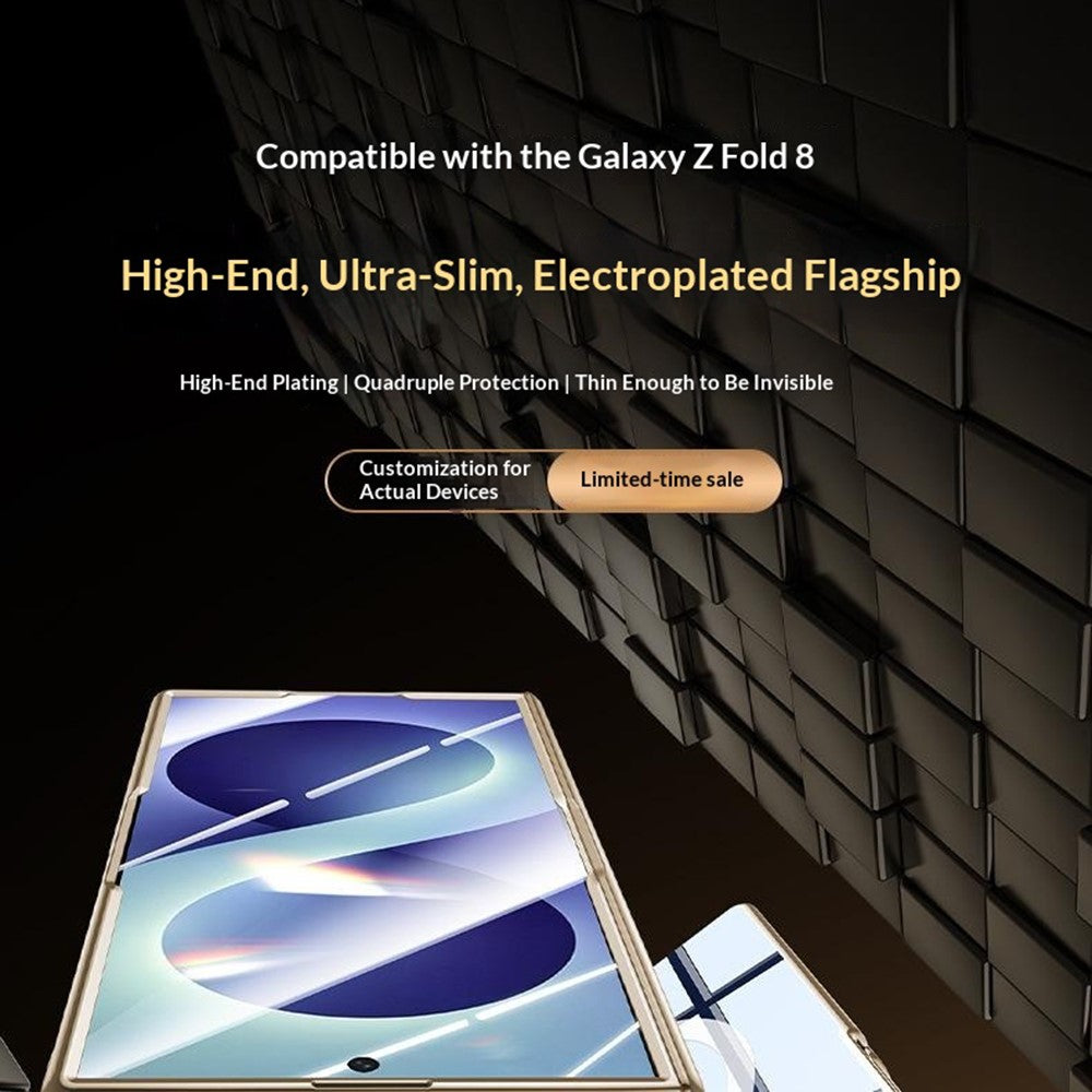 Magnetisk skal til Samsung Galaxy Z Fold8 med HD-klar hærdet glasfilm, elektrobelagt PC-mobilskal med hængselbeskyttelse