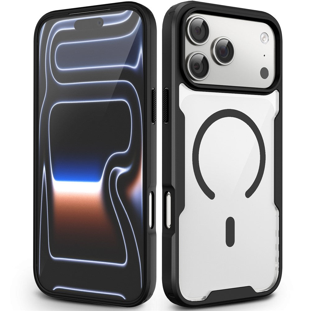 iPhone 17 Pro Max / 18 Pro Max Magnetiskt skal TPU-ram Genomskinlig PC-baksida Fallskyddande mobilskal