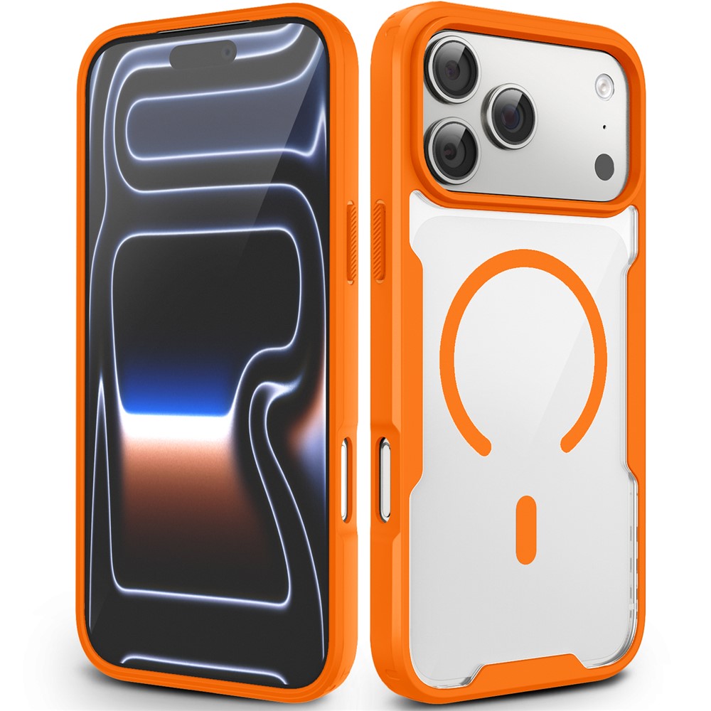 For iPhone 17 Pro / 18 Pro Magnetic Case TPU Frame Clear PC Back Anti-drop Phone Cover