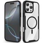 Til iPhone 16 Pro Magnetisk cover TPU Ramme Gennemsigtig PC Bagside Anti-drop Telefoncover