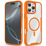For iPhone 16 Pro Max Magnetic Case TPU Frame Clear PC Back Anti-drop Phone Cover
