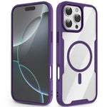 For iPhone 16 Pro Max Magnetic Case TPU Frame Clear PC Back Anti-drop Phone Cover