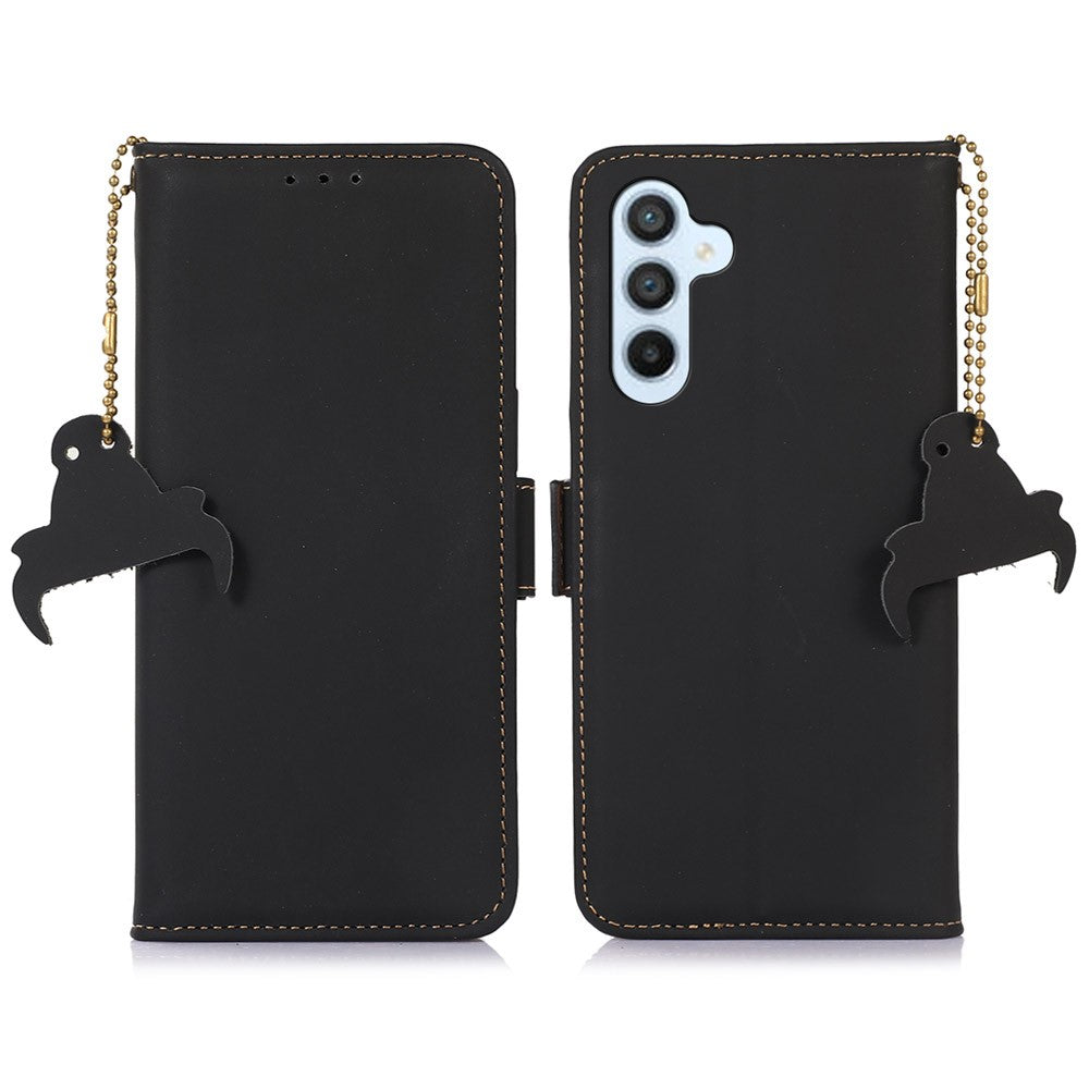 Shockproof Phone Case For Samsung Galaxy A34 5G RFID Blocking Foldable Stand Genuine Leather Flip Wallet Cover