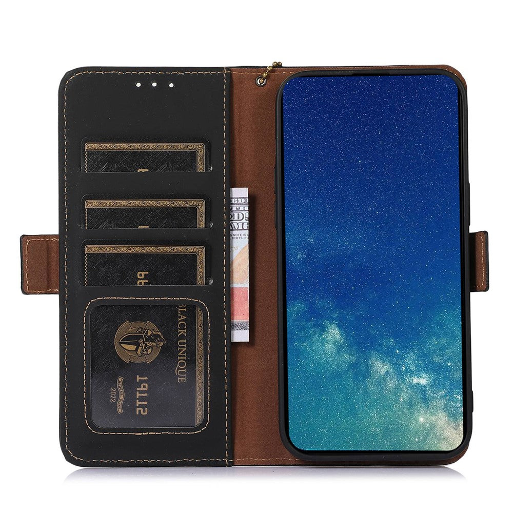 Shockproof Phone Case For Samsung Galaxy A34 5G RFID Blocking Foldable Stand Genuine Leather Flip Wallet Cover