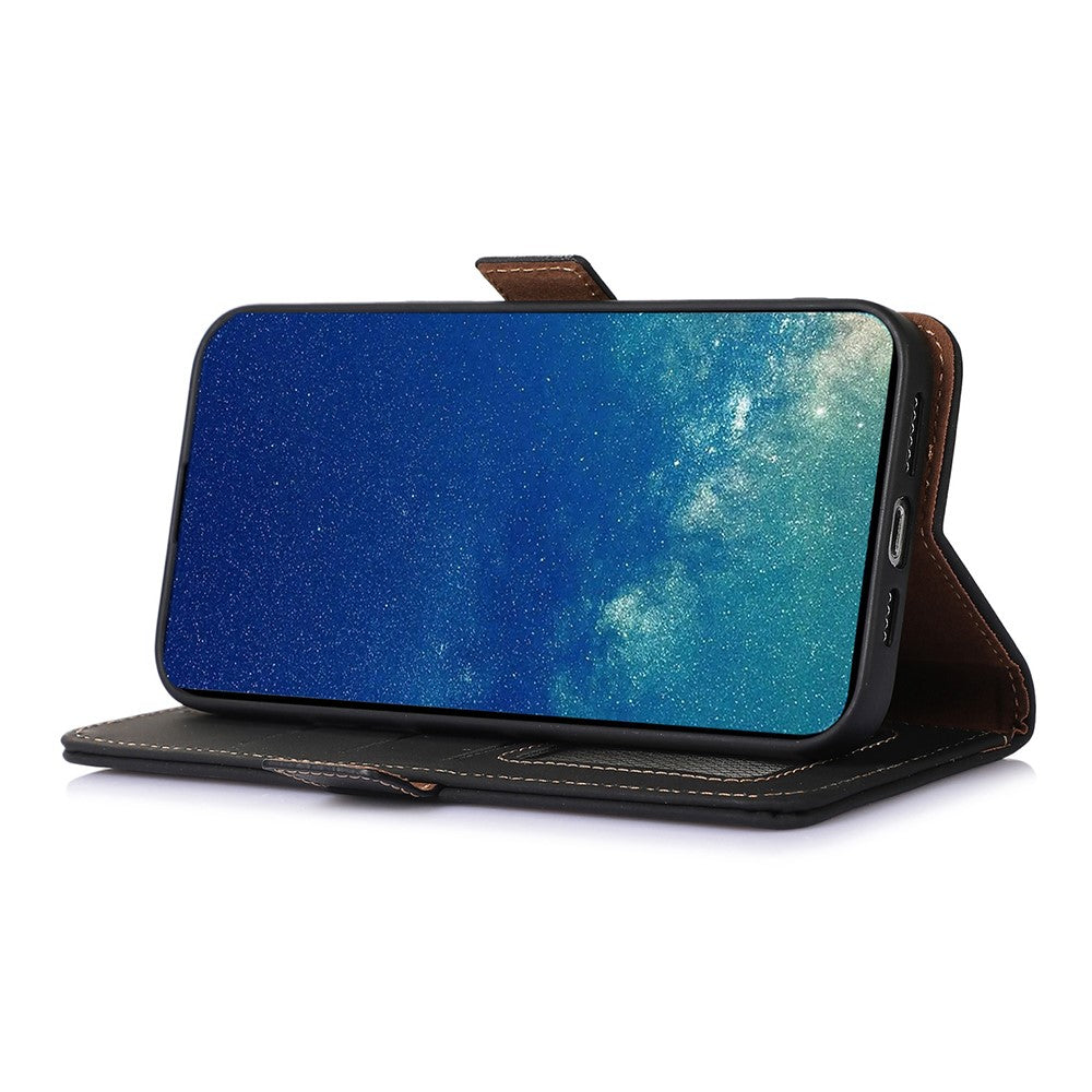 Shockproof Phone Case For Samsung Galaxy A34 5G RFID Blocking Foldable Stand Genuine Leather Flip Wallet Cover