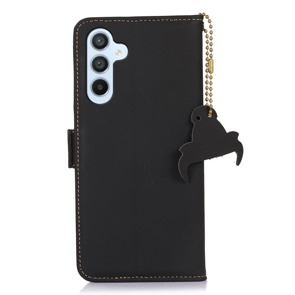 Shockproof Phone Case For Samsung Galaxy A34 5G RFID Blocking Foldable Stand Genuine Leather Flip Wallet Cover