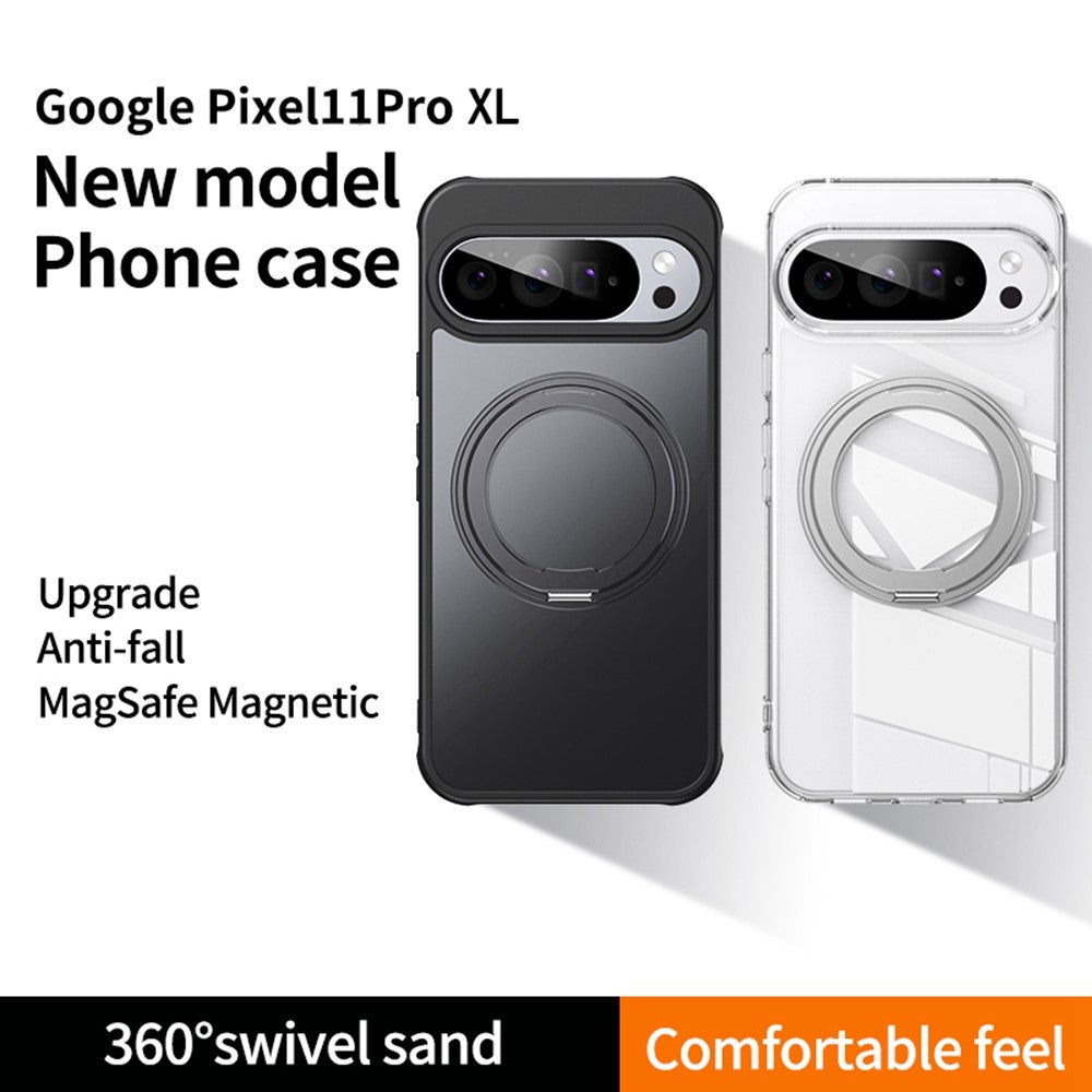 Til Google Pixel 11 Pro XL Magnetisk Cover TPU + Akryl + Metal Stander Mat Telefoncover