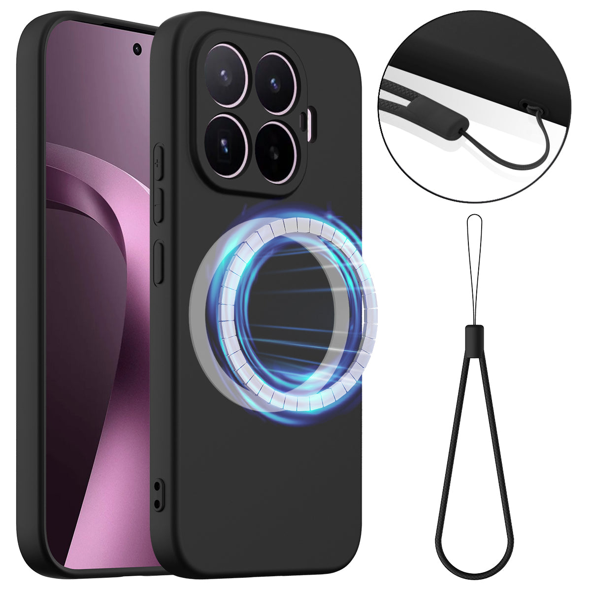 For Xiaomi 17T Magnetic Case Anti-Drop Liquid Silicone Phone Cover with Lanyard