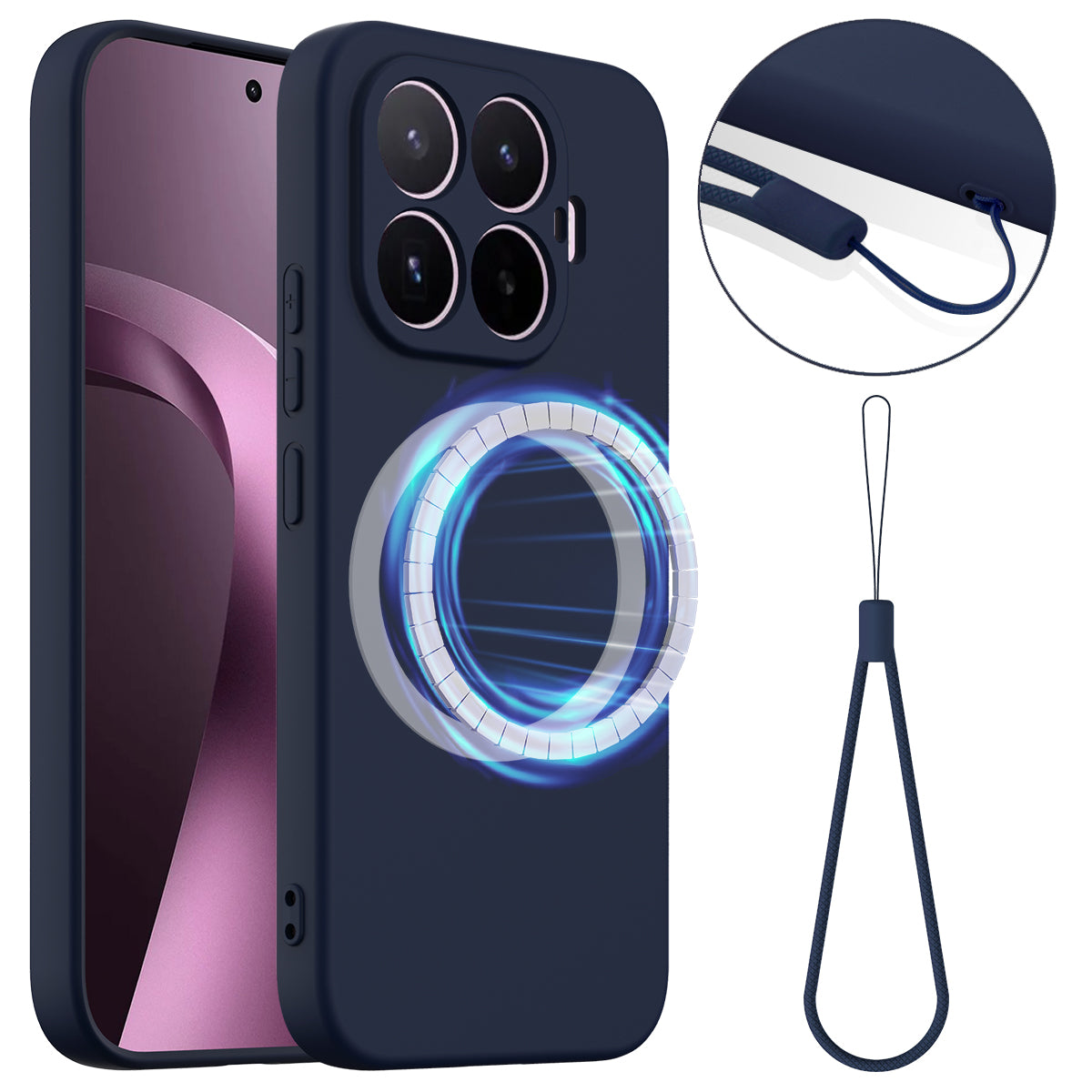 For Xiaomi 17T Magnetic Case Anti-Drop Liquid Silicone Phone Cover with Lanyard