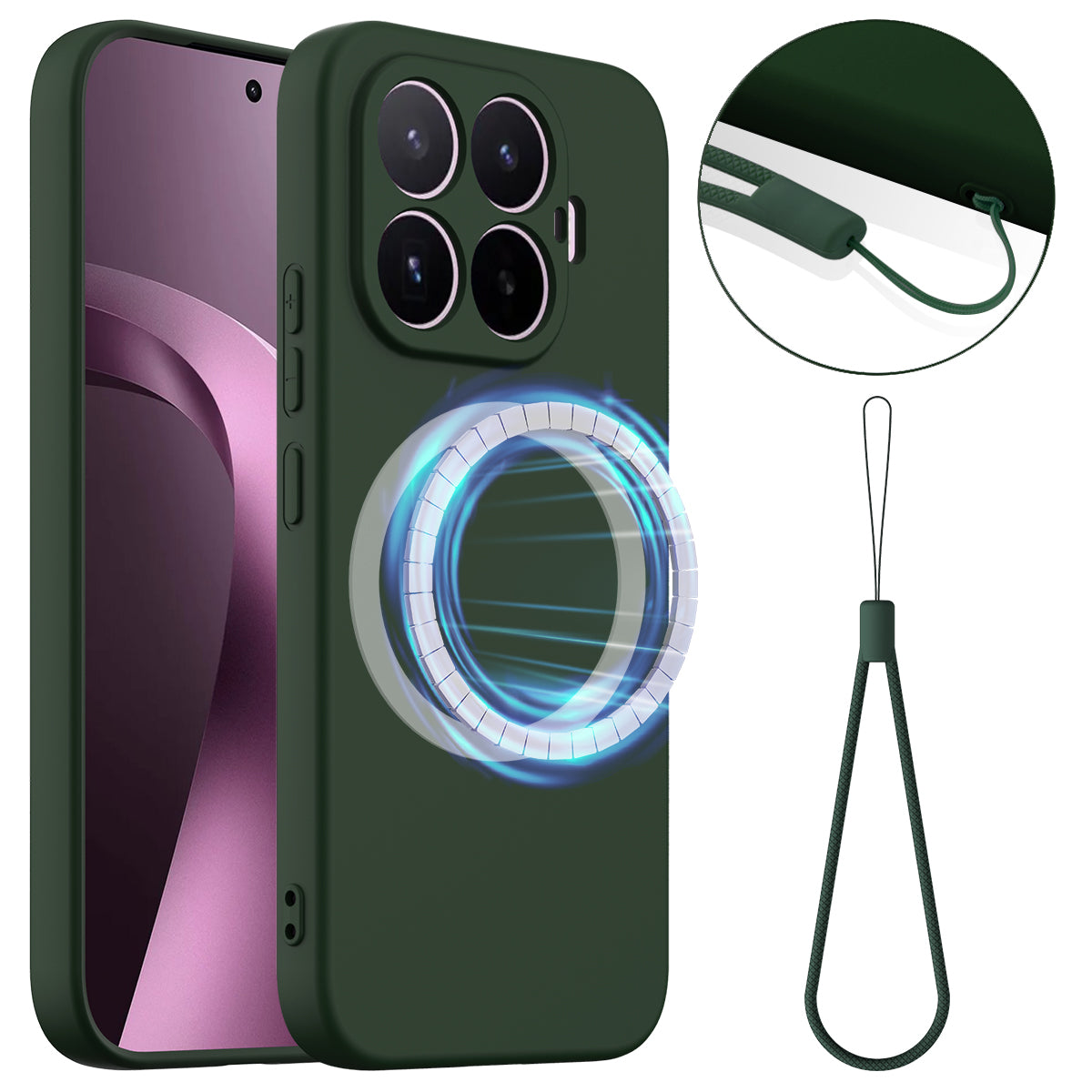For Xiaomi 17T Magnetic Case Anti-Drop Liquid Silicone Phone Cover with Lanyard