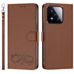 For Xiaomi 17 Max Case PU Leather Heart Pattern Wallet Flip Phone Cover with Hand Strap