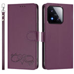 For Xiaomi 17 Max Case PU Leather Heart Pattern Wallet Flip Phone Cover with Hand Strap