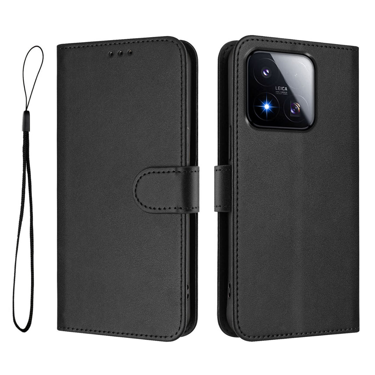 For Xiaomi 17 Max Wallet Case RFID Blocking Calf Texture Leather Stand Phone Cover with Strap